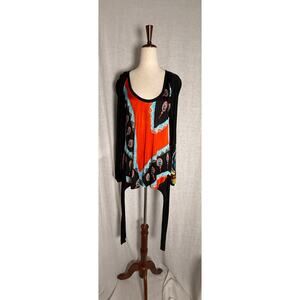 Vintage Custo Barcelona Red & Turquoise Long Sleeve Boho Graphic Top
One Size